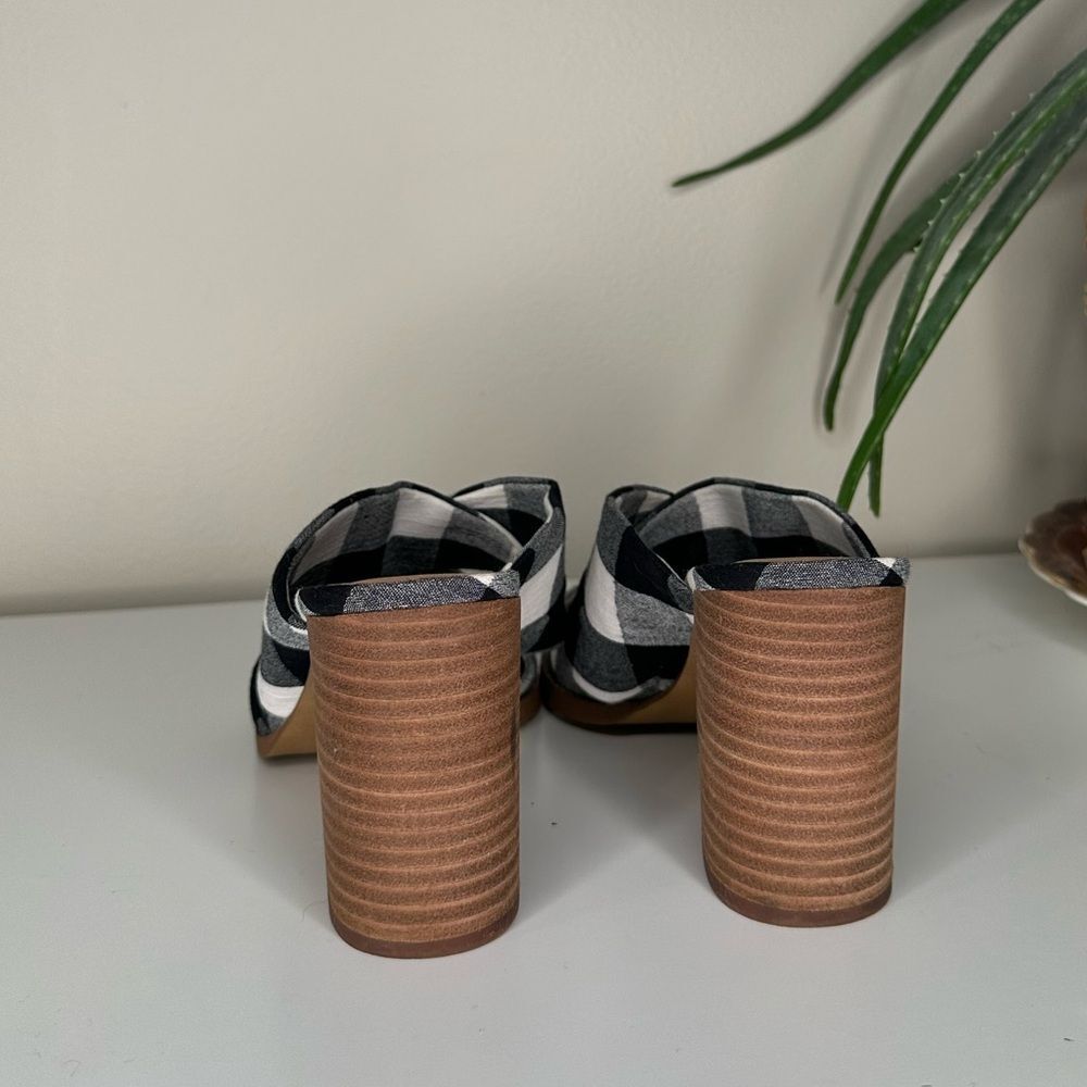 Madewell Alexandria Gingham Block Heel Sandals Twist Strap Black White Mule 7.5 - Picture 6 of 14